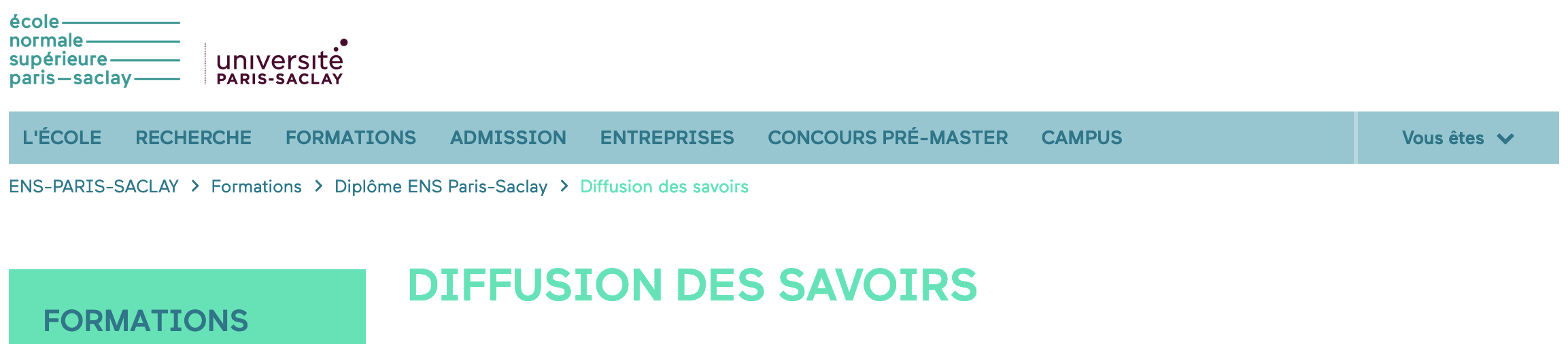 Diffusion des savoirs ENS