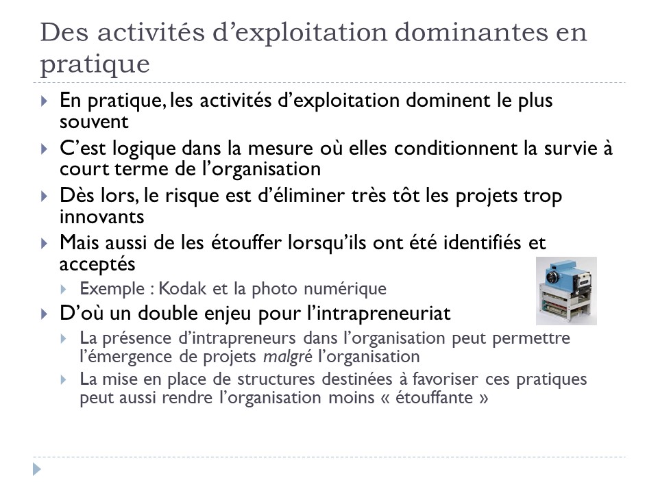 Des activités d'exploitation dominantes en pratique