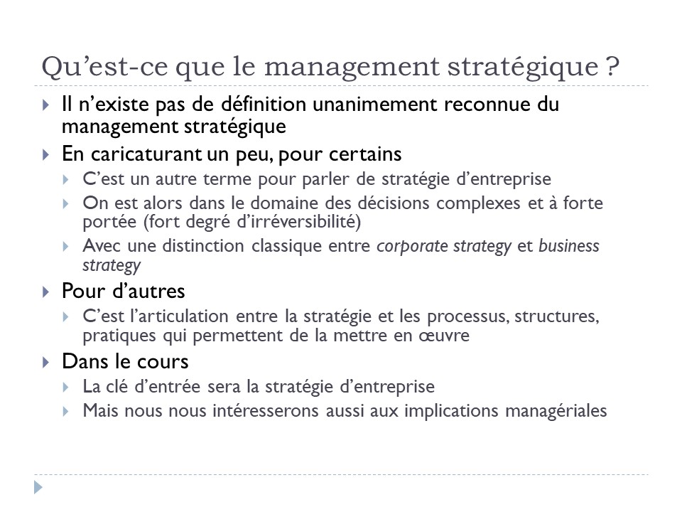 Qu'est-ce que le management stratégique ?