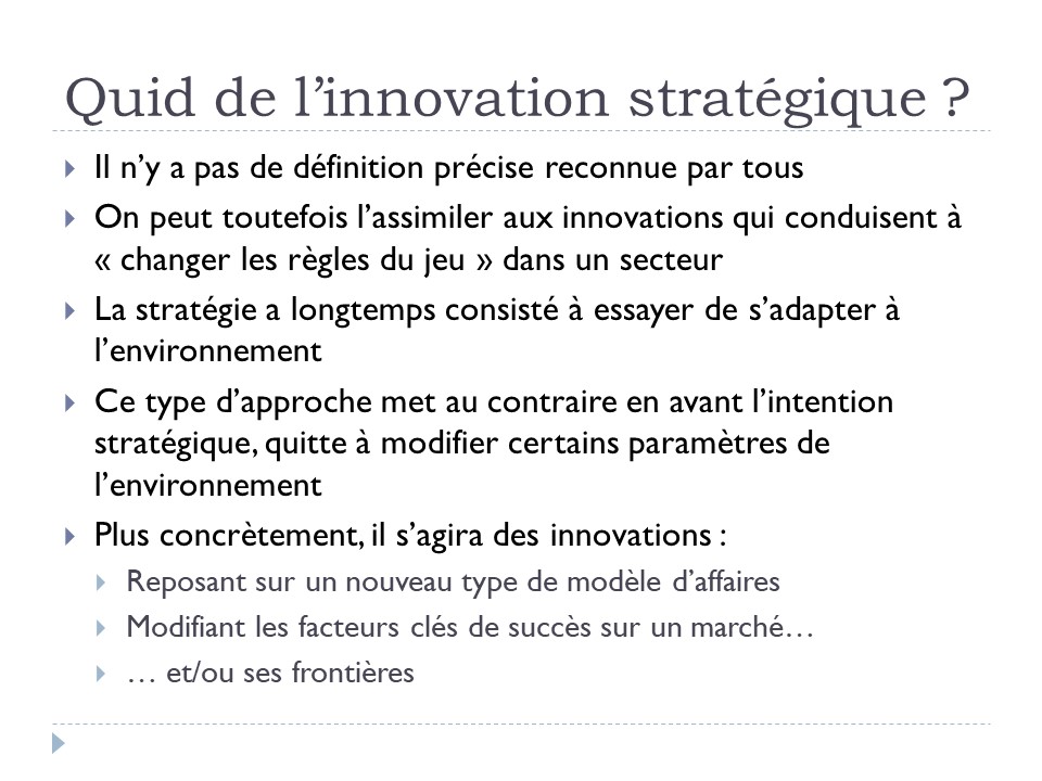 Quid de l'innovation stratégique ?