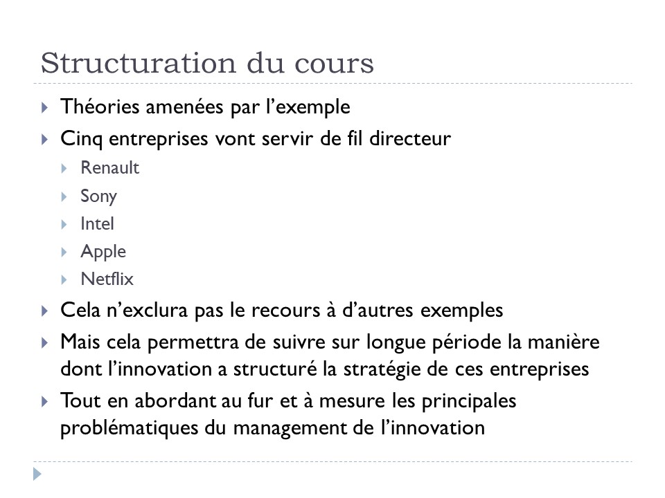 Sructuratioin du cours