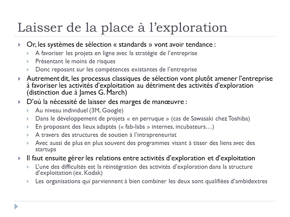 Laisser de la place à l'exploration