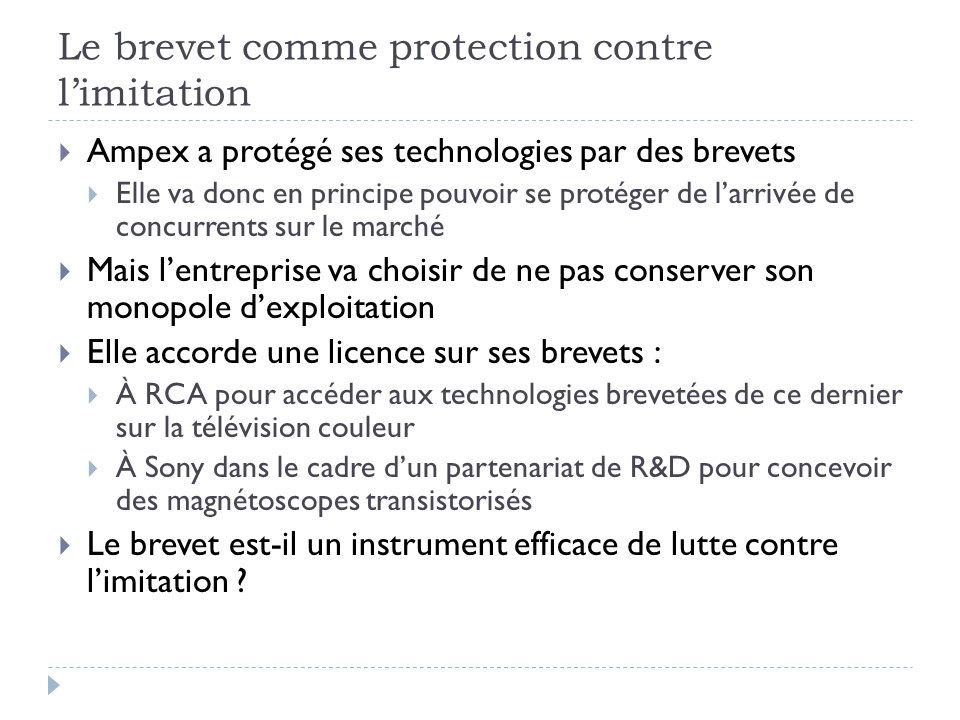 Le brevet comme protection contre l'imitation