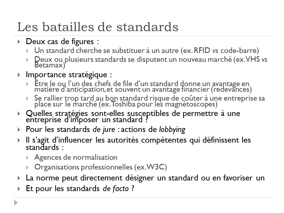 Les batailles de standards