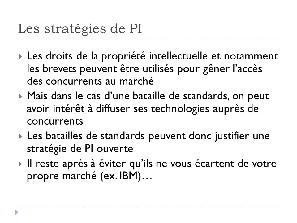 Les stratégies de PI