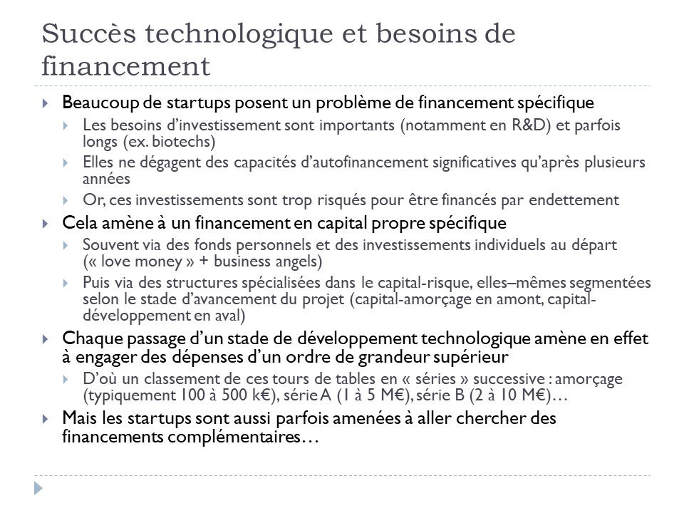 Succès technologique et besoin de financement