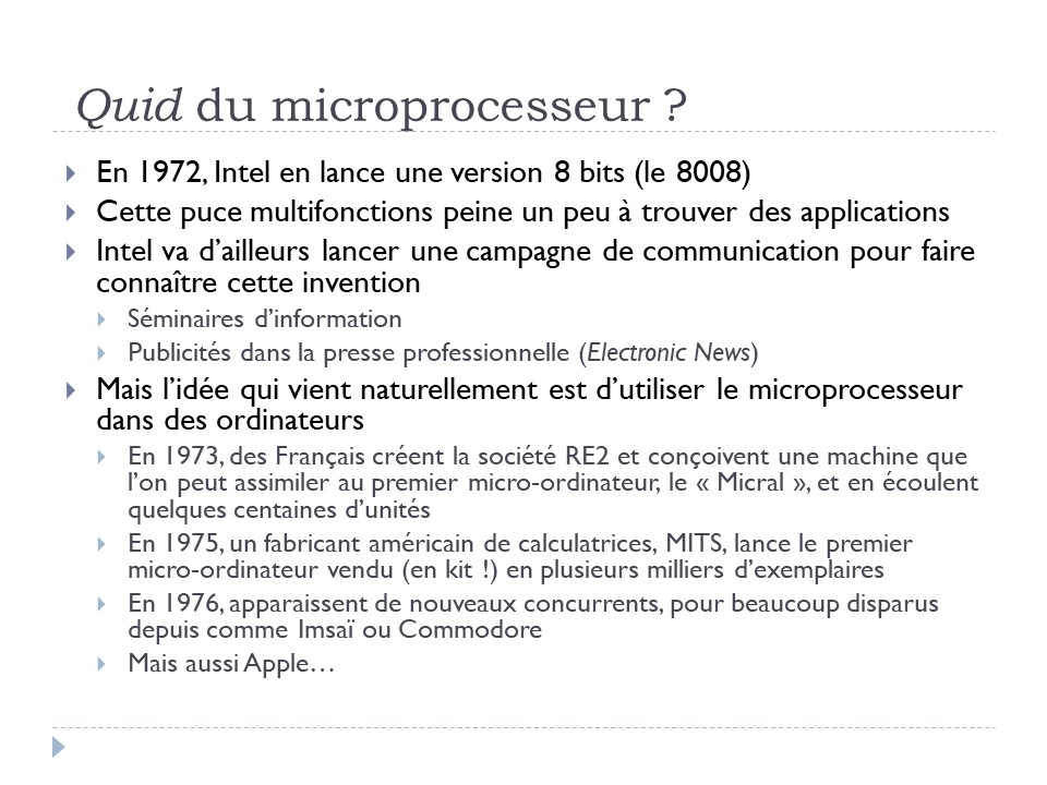 Quid du microprocesseur ?