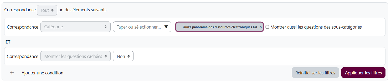 Catégorie de questions