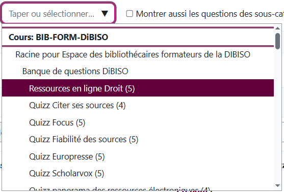 Sélection d'une catégorie