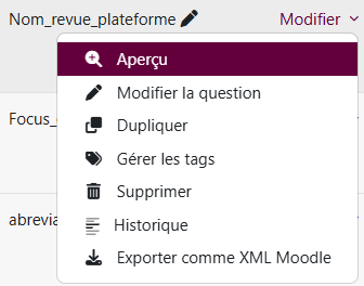 Options de modification