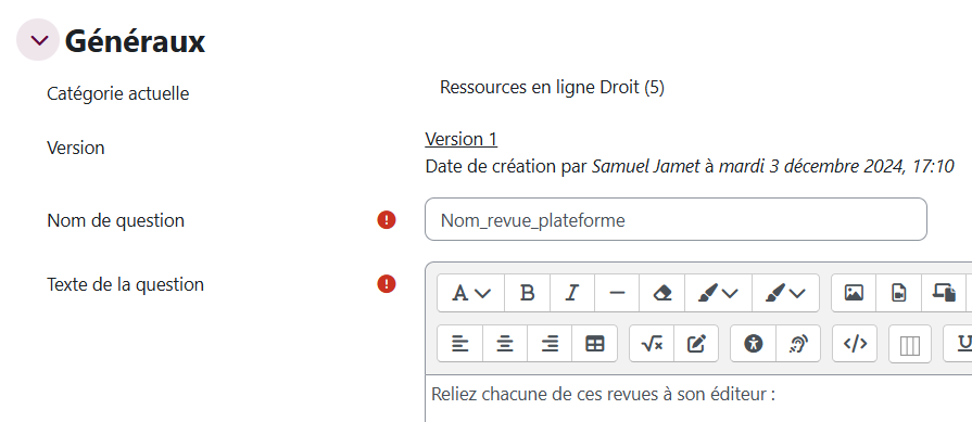Page de modification