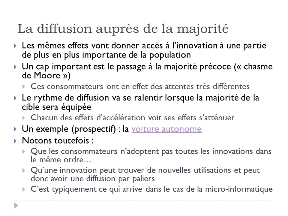 La diffusion auprès de la majorité