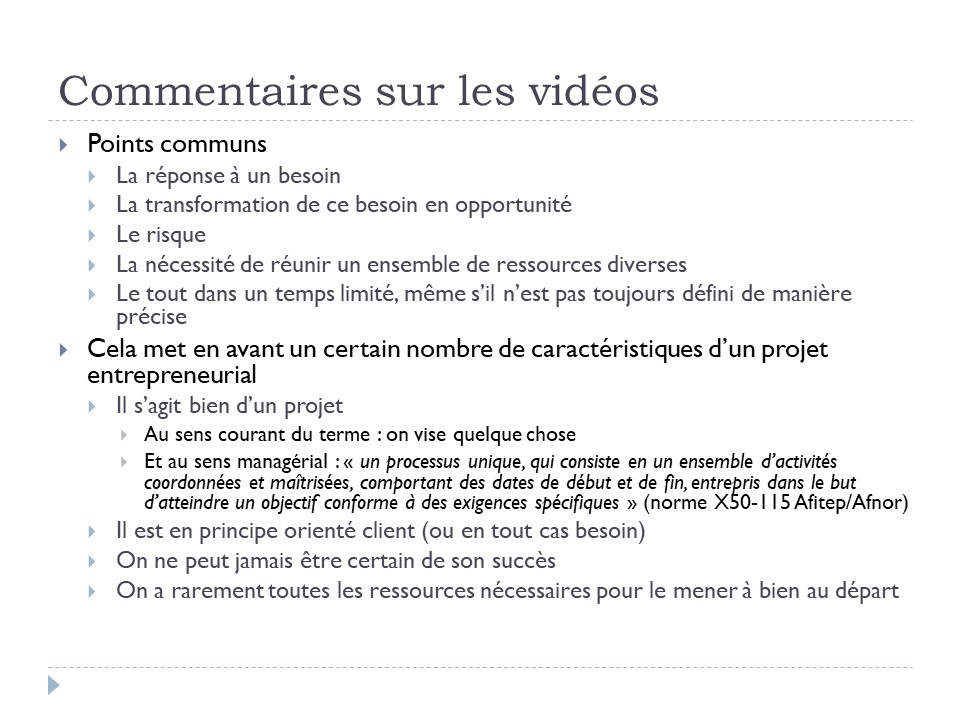 Commentaires sur les vidéos