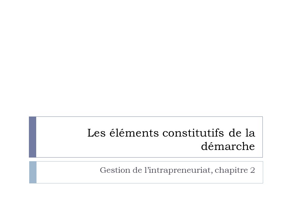 Titre : Les éléments constitutifs de la démarche