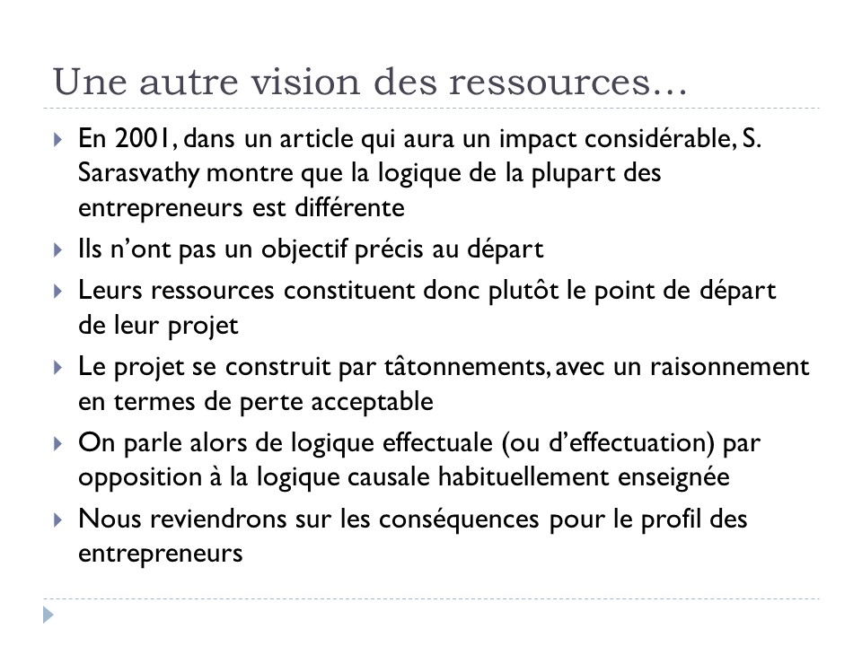 La démarche effectuale et les ressources