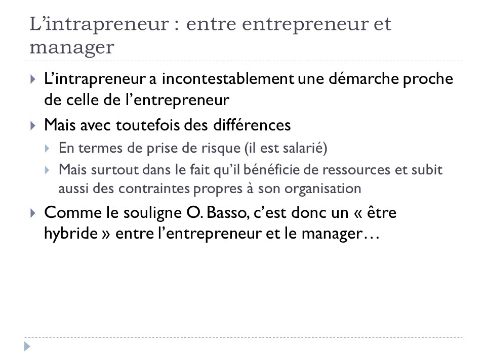 L'intrapreneur : entre entrepreneur et manager