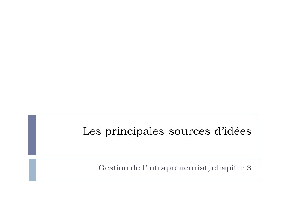 Titre : Les principales sources d'idées