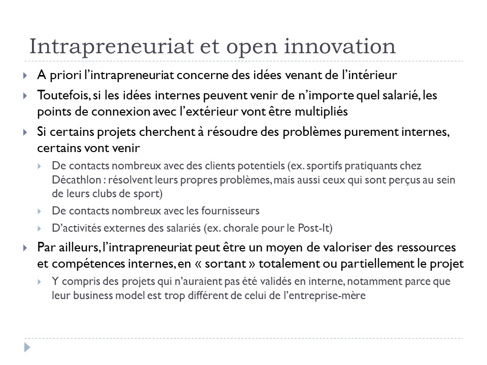 Intrapreneuriat et open innovation