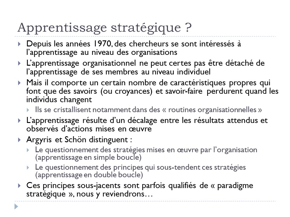 Apprentissage stratégique ?