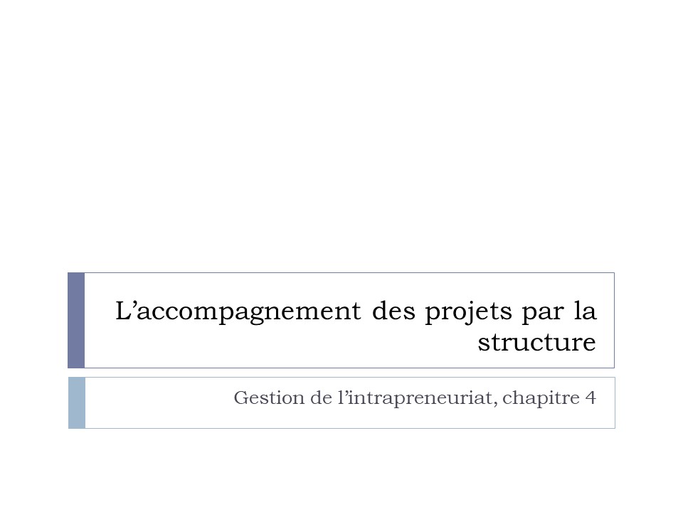 Titre : L'accompagnement des projets par la structure