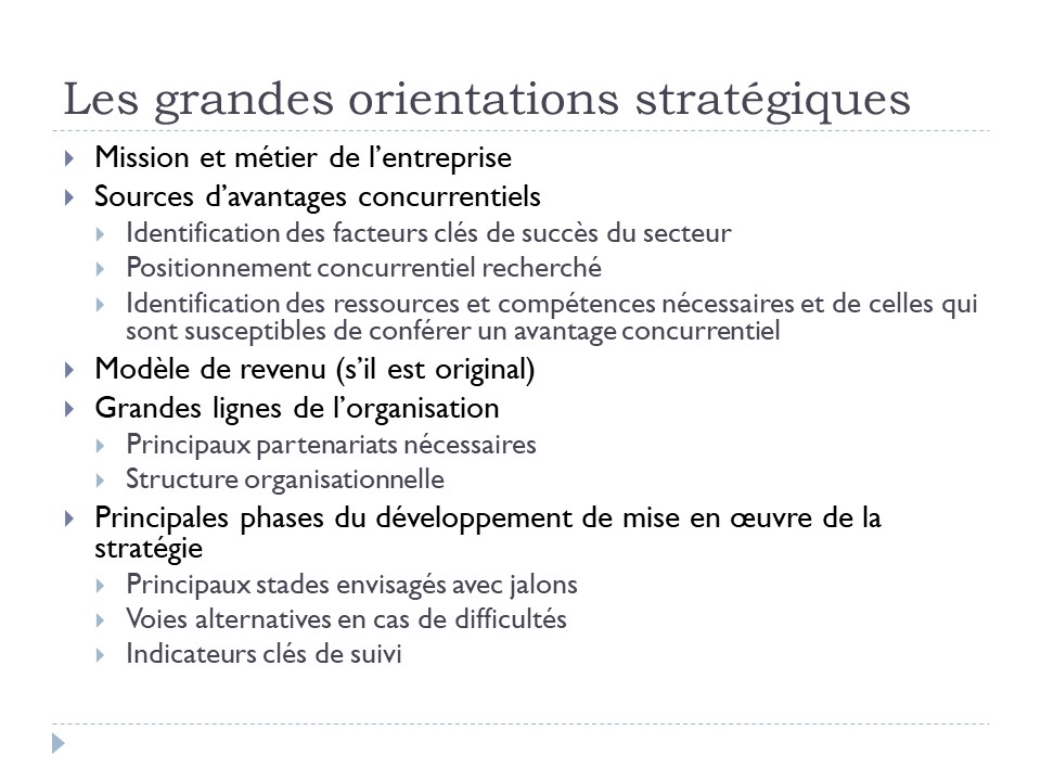 Les grandes orientations stratégiques