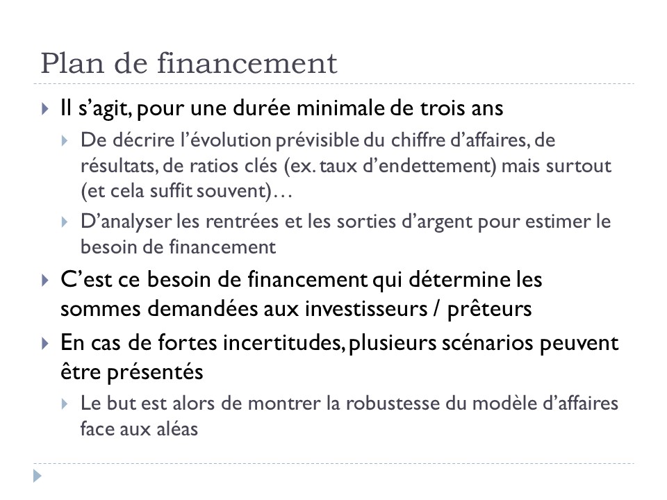 Plan de financement