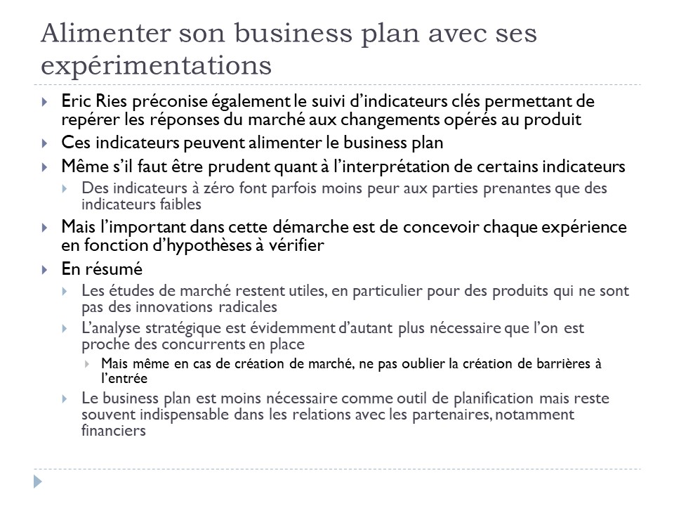 Alimenter son business plan avec ses expérimentations