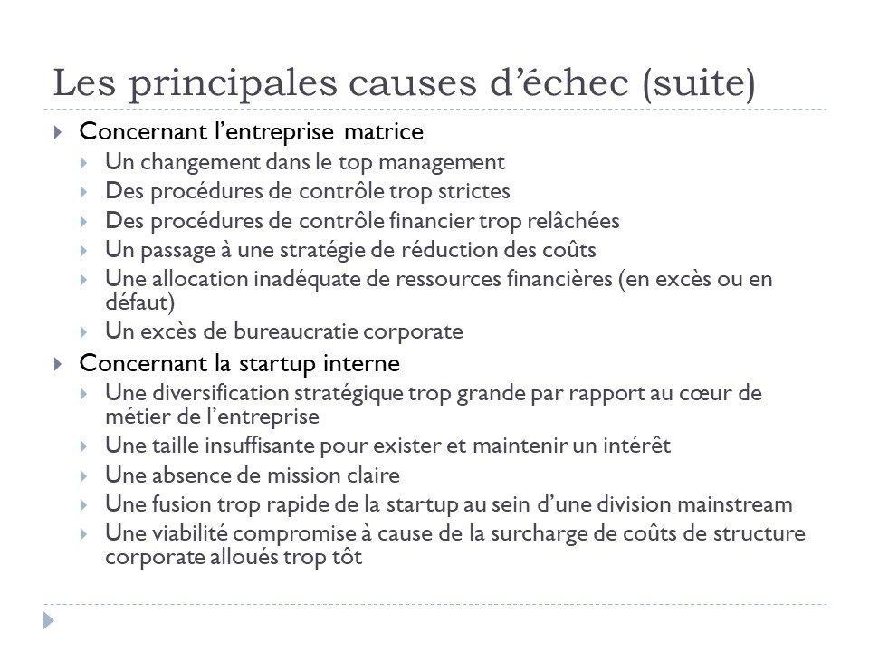 Les principales causes d'échec (suite)