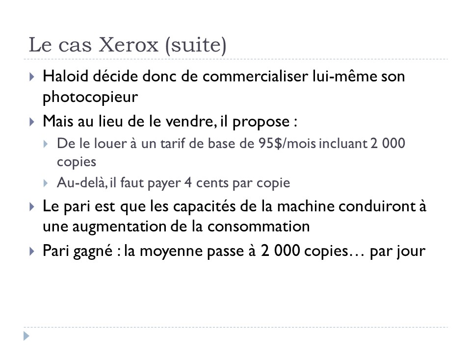 Le cas Xerox (suite)