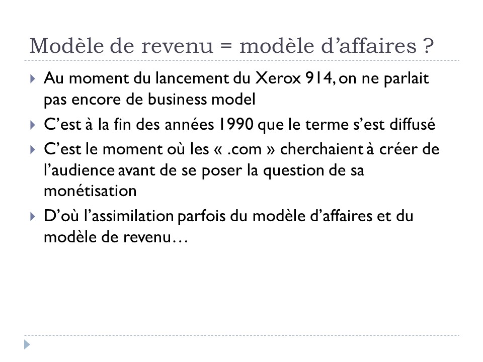 Modèle de revenu = modèle d'affaires ?