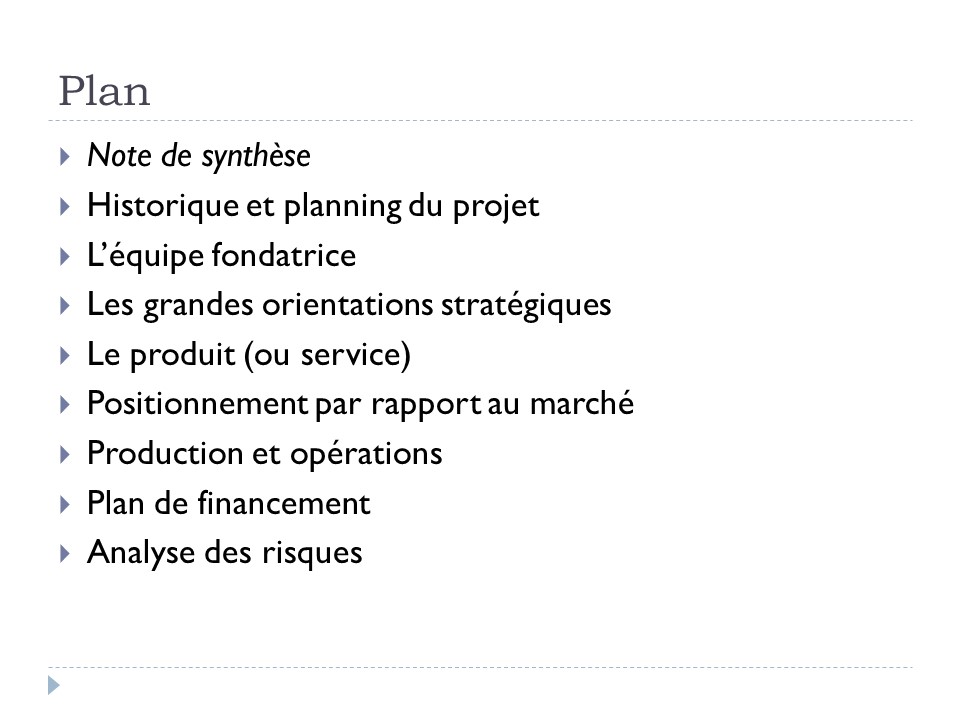 Plan : La note de synthèse