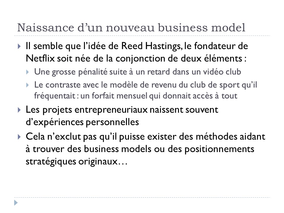 Naissance d'un nouveau business model