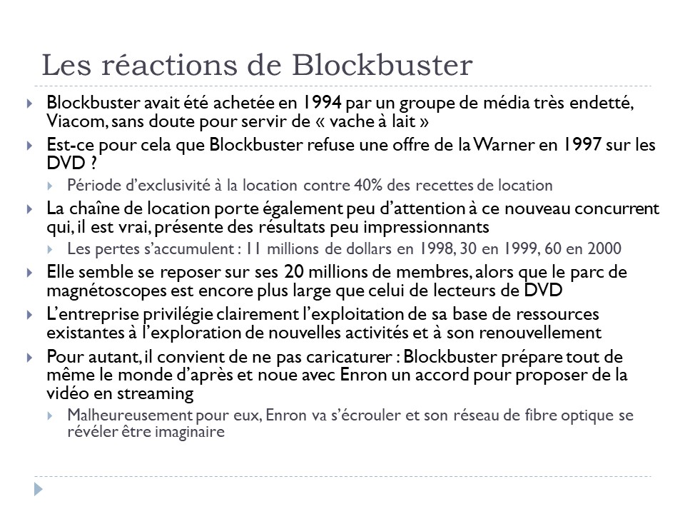 Les réactions de Blockbuster