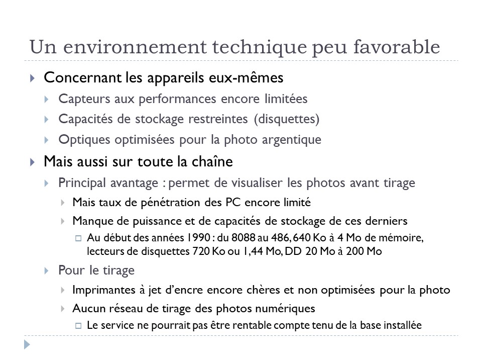 Un environnement technique peu favorable