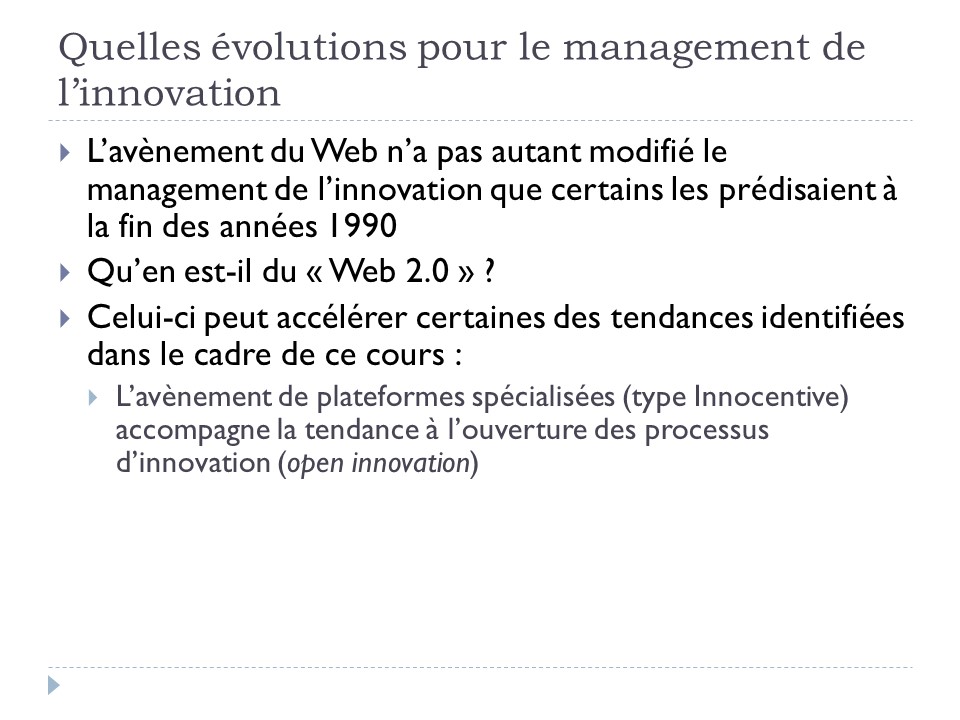 Quelles évolutions pour le management de l'innovation ?