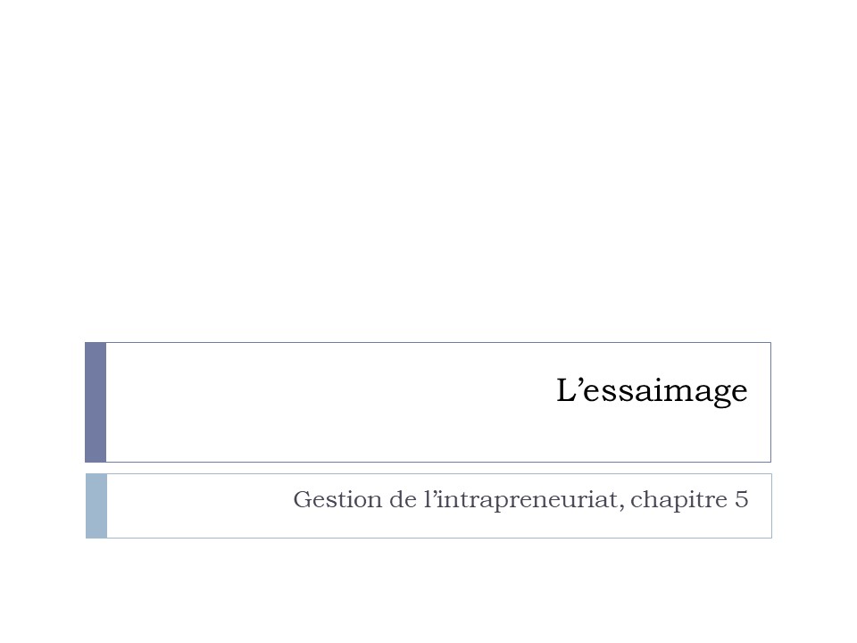 Titre : L'essaimage