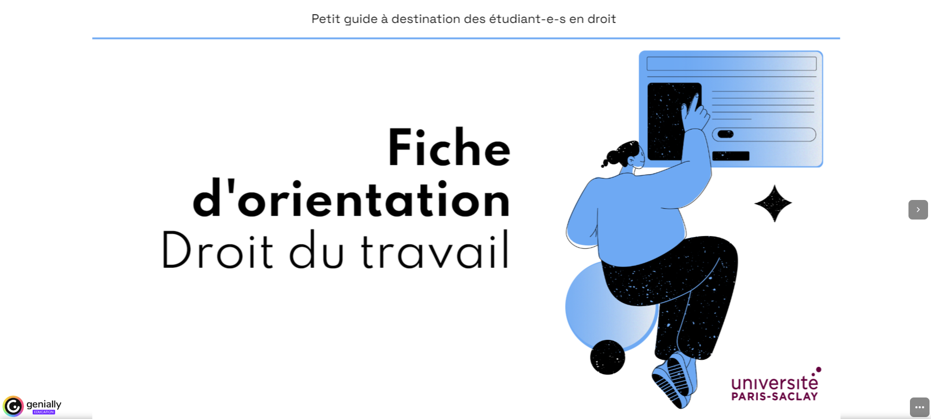 Page de présentation : fiche d'orientation - Droit du travail