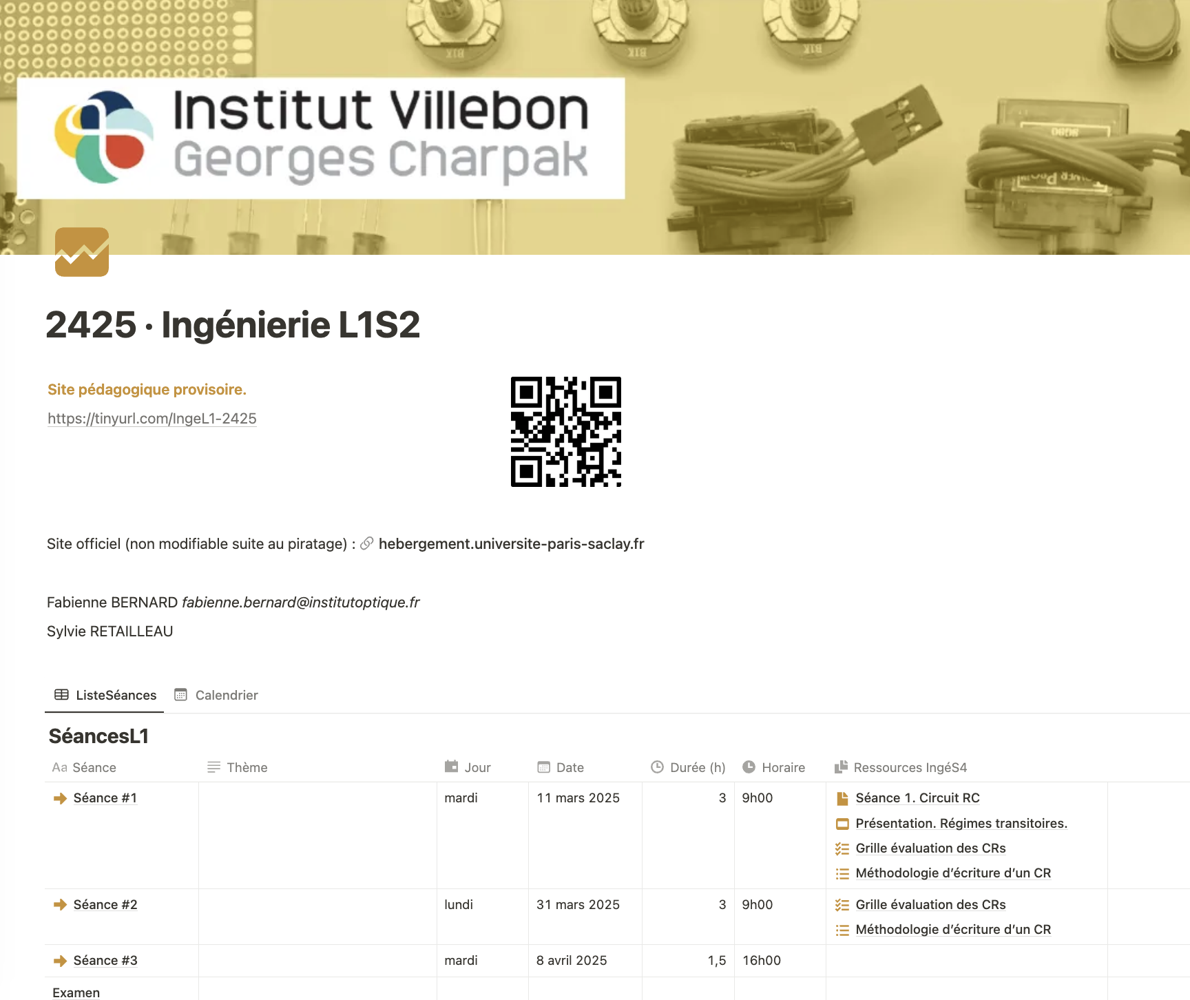 Page d'accueil du site d'ingenierie L1
