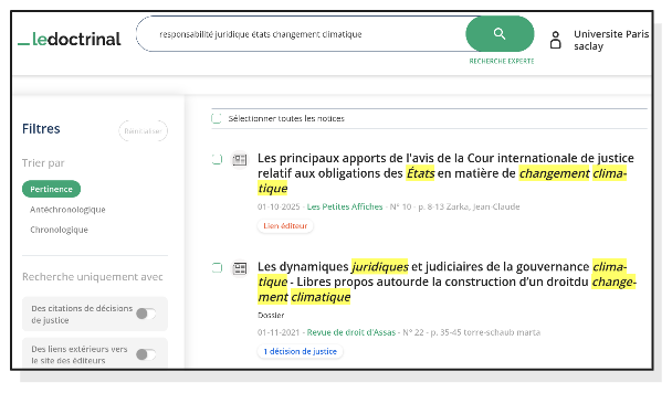 Exemple d'une recherche dans LeDoctrinal