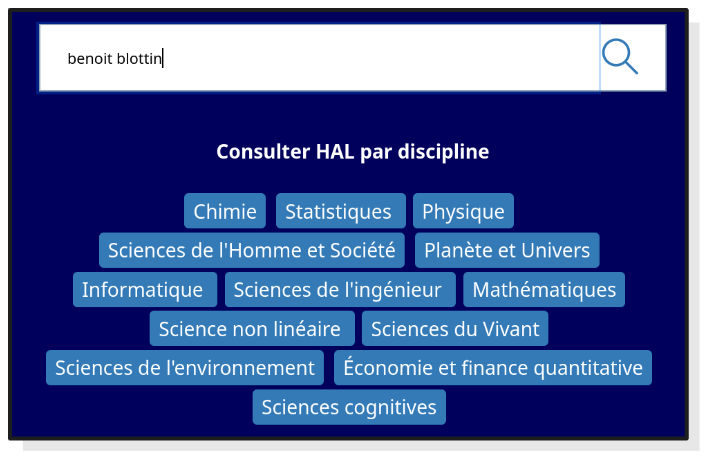 Capture de la recherche "Benoît Blottin" dans HAL